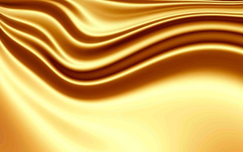 golden 3D waves wavy backgrounds, waves textures, 3D textures, background with waves, golden backgrounds, HD wallpaper