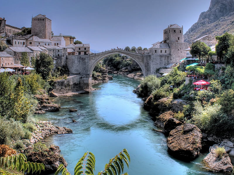 bridge on Neretva, river, herzegovina, neretva, bridge, HD wallpaper