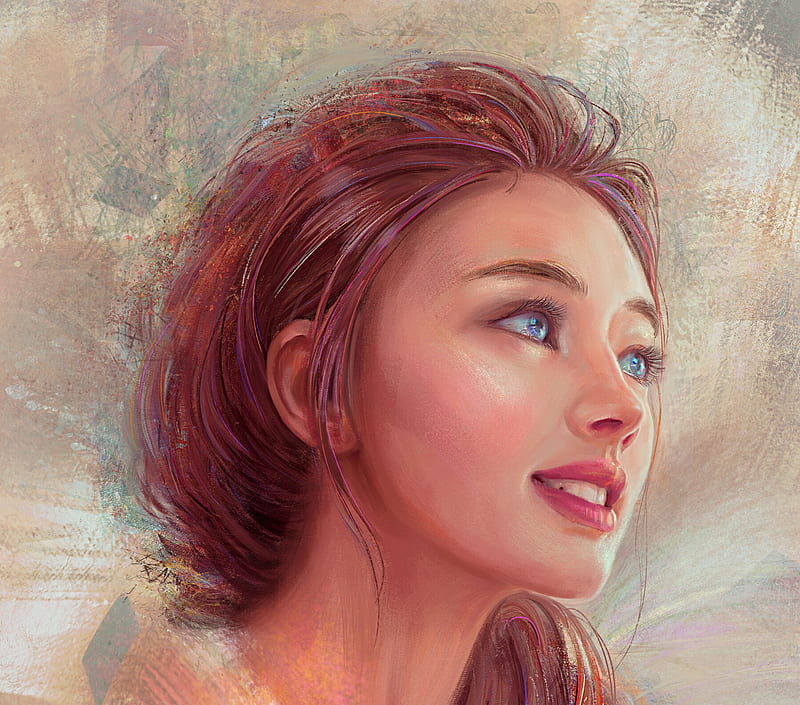 1080p Free Download Smile Luminos Girl Mandy Jurgens Face Portrait Pink Art Frumusete