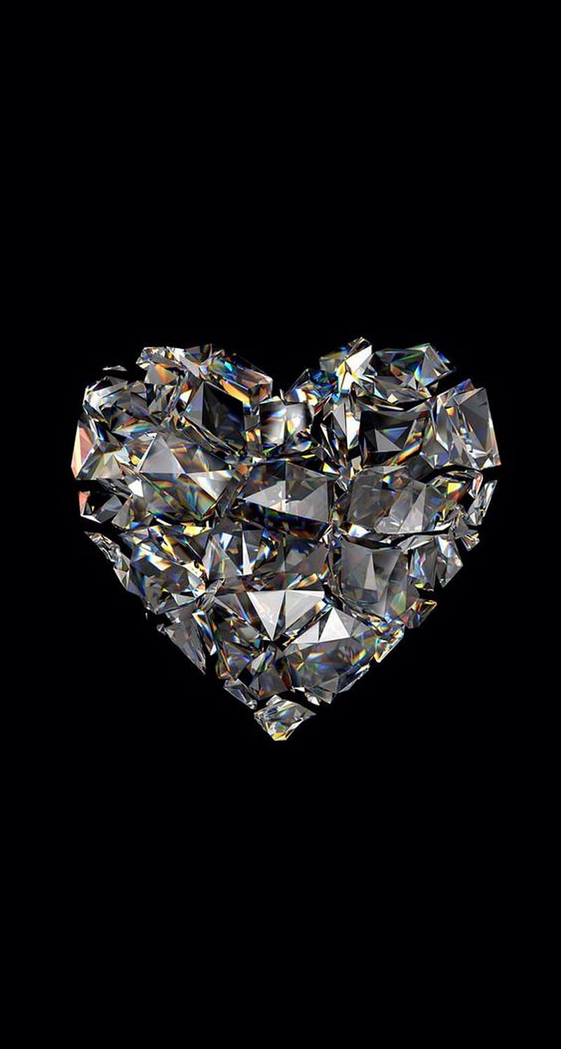 gem, black, diamond, diamonds, gems, heart, corazones, jewelry, jewels, pink, HD phone wallpaper