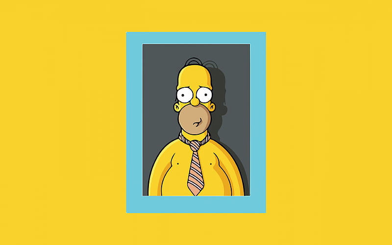 Homer Simpson, minimal, The Simpsons, creative, frame, HD wallpaper