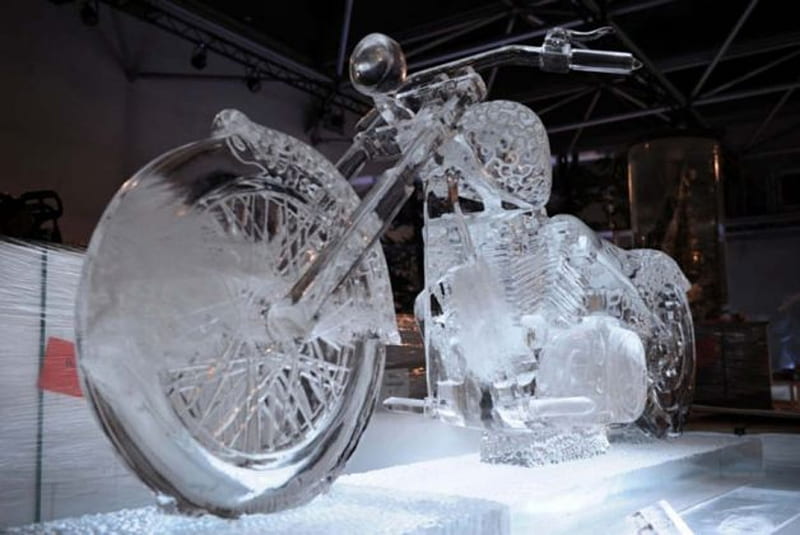 Motor Cycle Snow Art Sculpture, Art, Ice, Motor Cycle, Sculpture, Snow, HD wallpaper