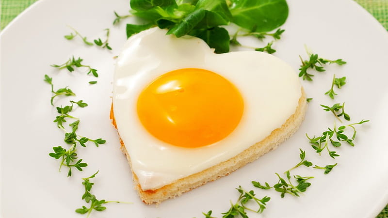 Fried egg cooked with love, egg, fried, love, heart, HD wallpaper