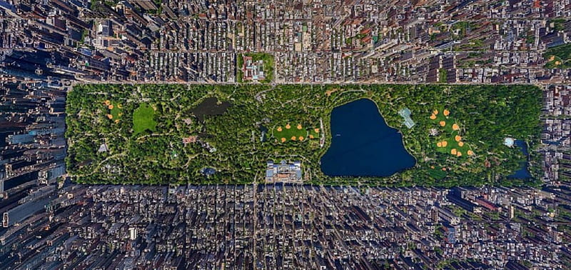 AERIAL VIEW CENTRAL PARK...NEW YORK, VIEW, HOUSES, AERIAL, PARK, HD wallpaper