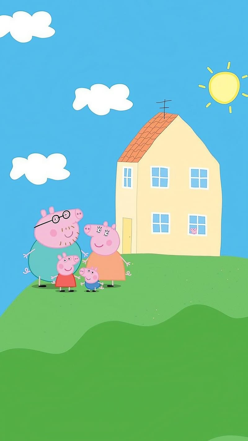 Peppa Pig Play House In The Grass Background, Peppa Pig House