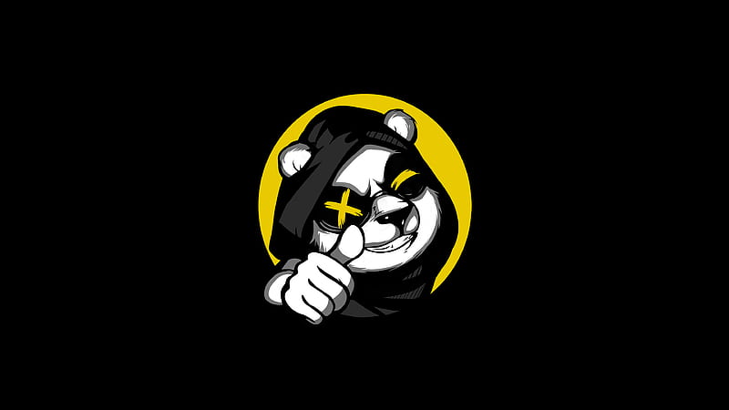 Cool Panda Thumb Up Minimal , panda, artist, artwork, digital-art, minimalism, minimalist, dark, black, HD wallpaper