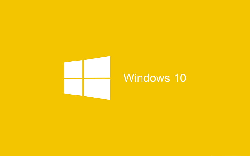 Windows 10, minimal, art, yellow background, logo, Windows 10 logo, Microsoft, HD wallpaper