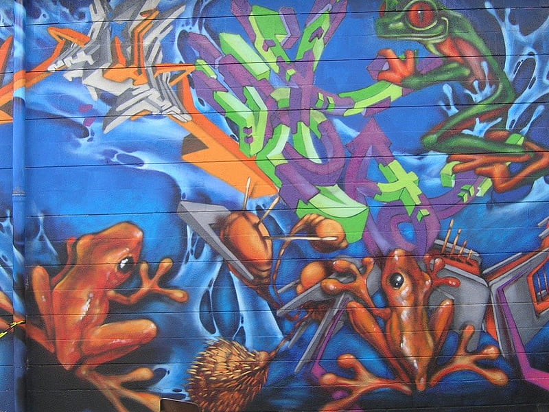 Just Froggy, froggy, frogs, colorful, art, graffitti, HD wallpaper