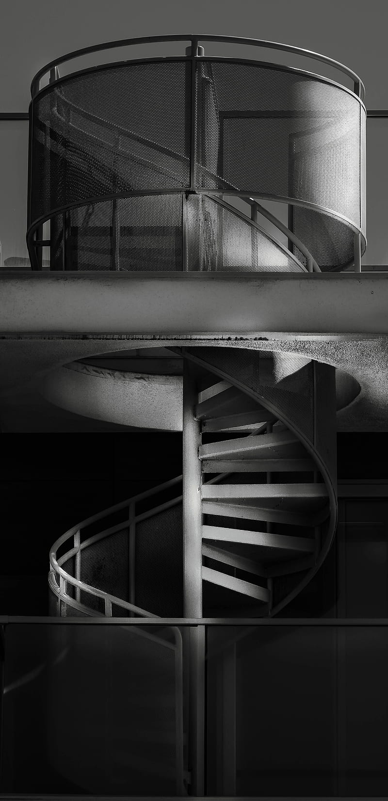 stairs, spiral, bw, steps, HD phone wallpaper