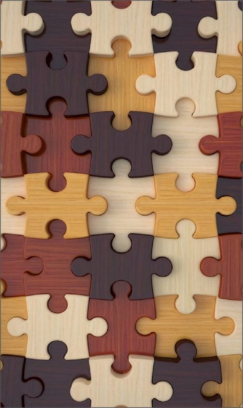 puzzle pieces, brown, wood, HD phone wallpaper