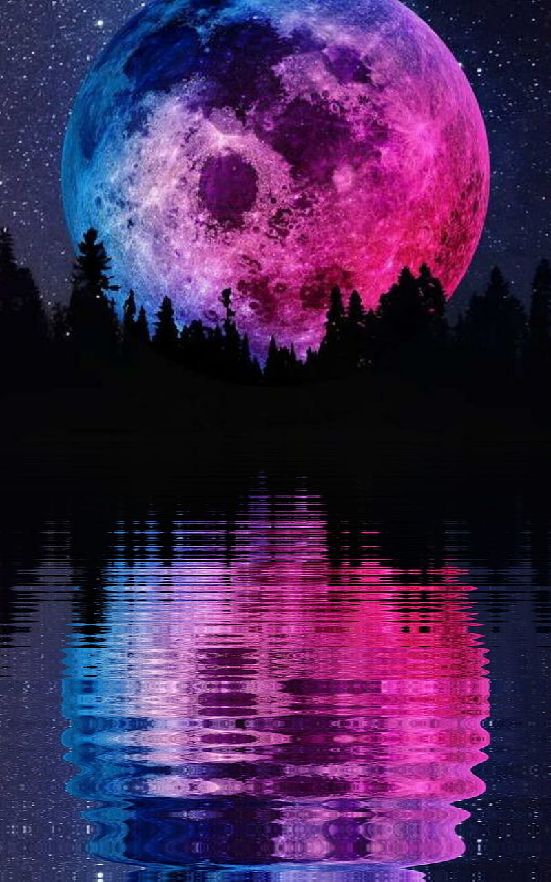 Full moon reflection, atmosphere, sky, full moon, HD phone wallpaper