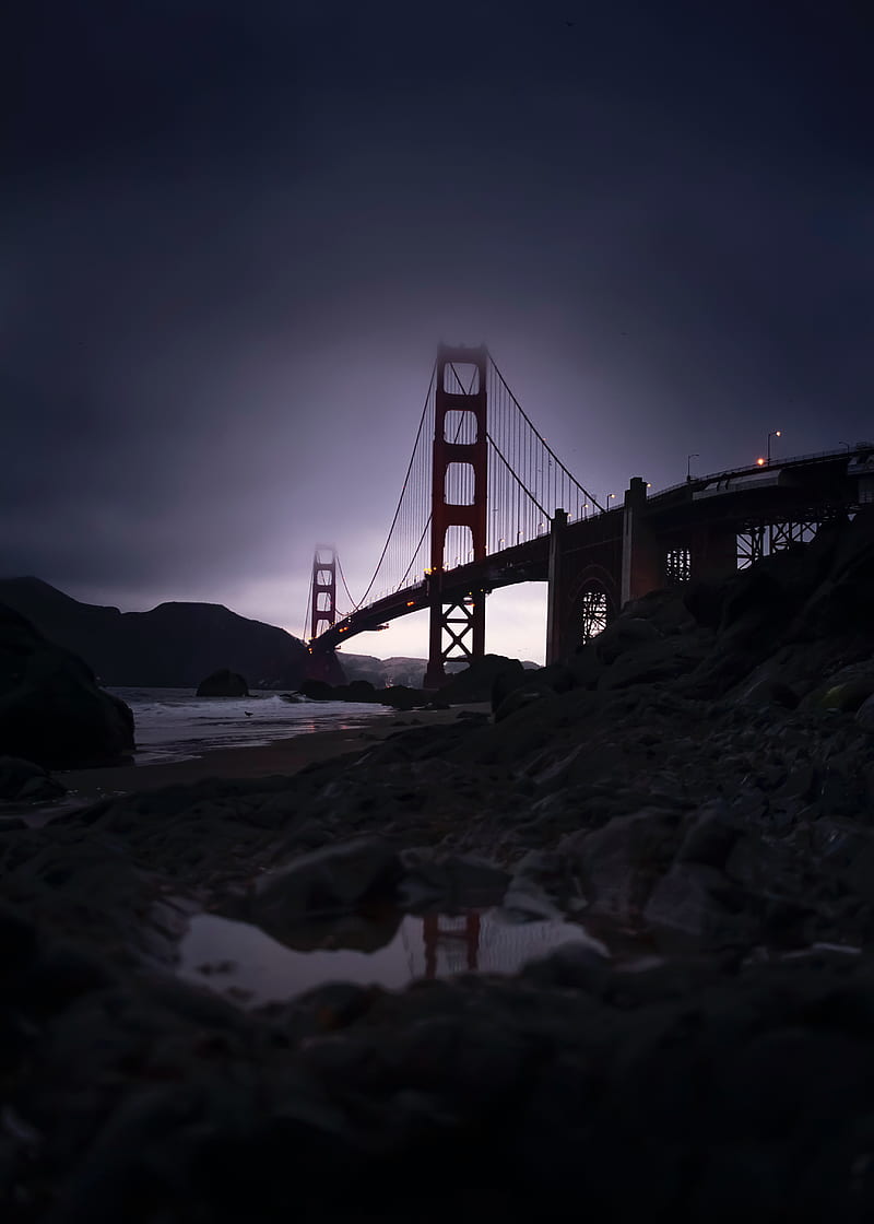 bridge, architecture, fog, dusk, HD phone wallpaper