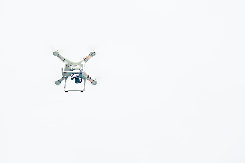 white quadcopter, HD wallpaper