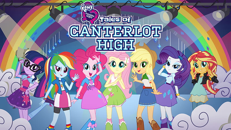 TV Show, My Little Pony: Equestria Girls - Tales of Canterlot High, Sci-Twi (My Little Pony) , Rainbow Dash , Pinkie Pie , Fluttershy (My Little Pony) , Applejack (My Little Pony) , Rarity (My Little Pony) , Sunset Shimmer, HD wallpaper