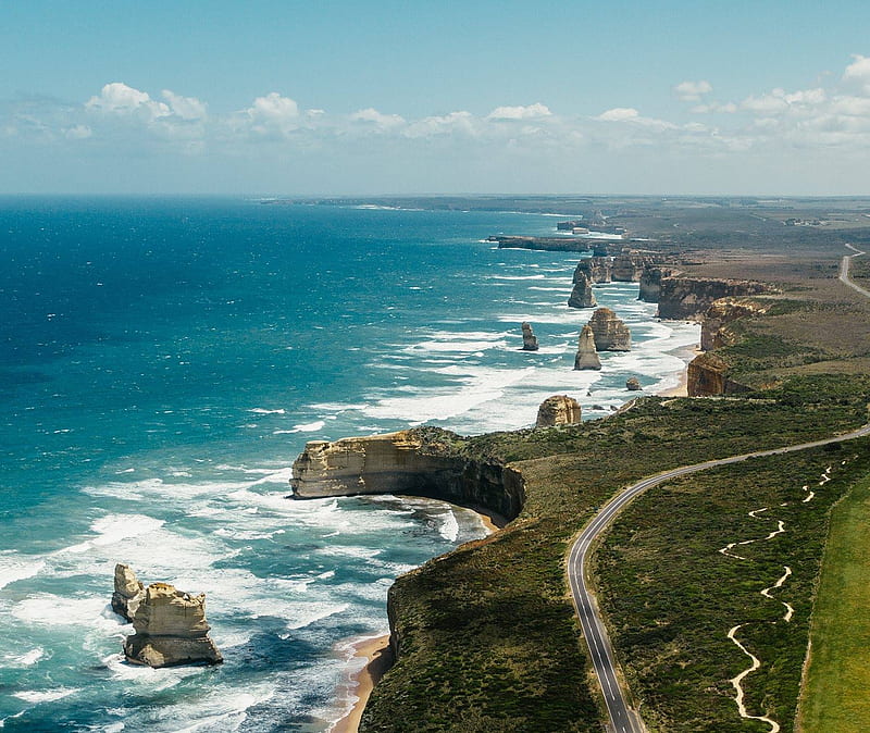 Great Ocean Road 1, aussie, australia, cool, oz, sea, sun, wonder, HD wallpaper