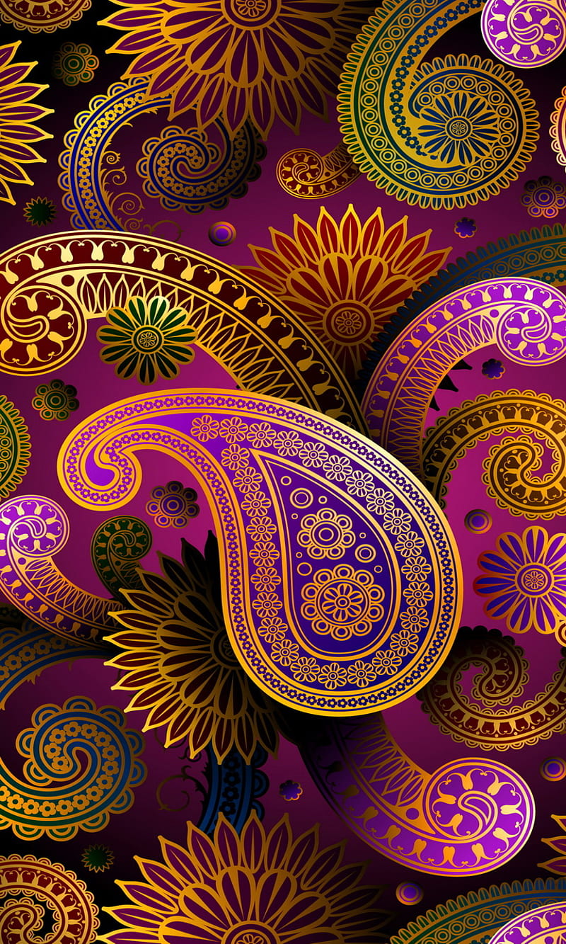 Paisley Pattern, abstract colorful, texture background, HD phone wallpaper