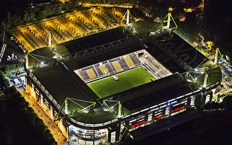 Signal Iduna Park, Borussia Dortmund stadium, night, BVB, Dortmund, North Rhine-Westphalia, Germany, German football stadiums, HD wallpaper