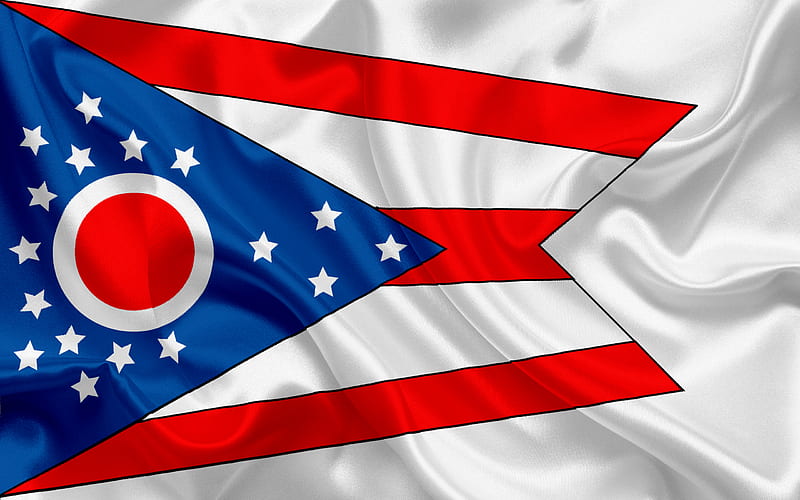 Ohio State Flag, flags of States, flag State of Ohio, USA, state Ohio, silk flag, HD wallpaper