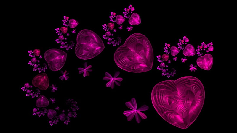 Happy Valentine, Valentine, fushia, holiday, fractal, HD wallpaper