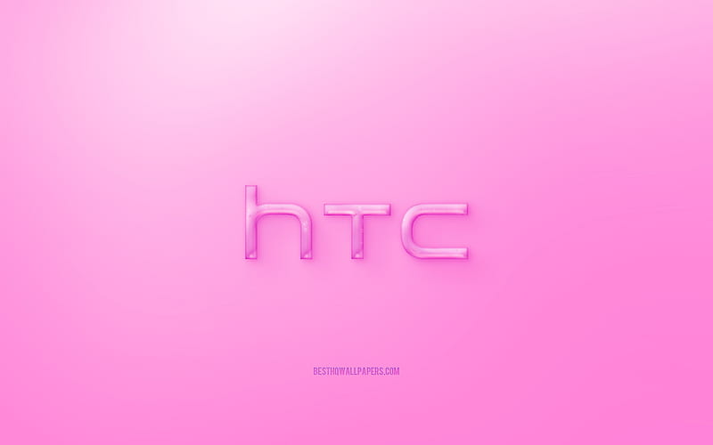 HTC 3D logo, Pink background, Pink HTC jelly logo, HTC emblem, creative 3D art, HTC, HD wallpaper