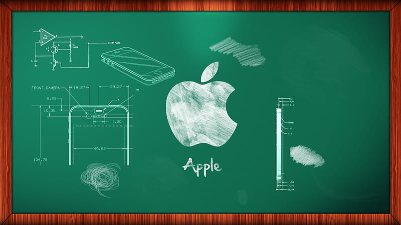 Apple equation, apple, school, iphone, borad, tehnology, HD wallpaper