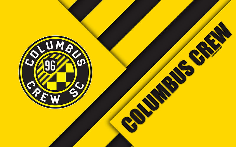 Columbus Crew, material design logo, yellow black abstraction, MLS, football, Columbus, Ohio, USA, Major League Soccer, HD wallpaper