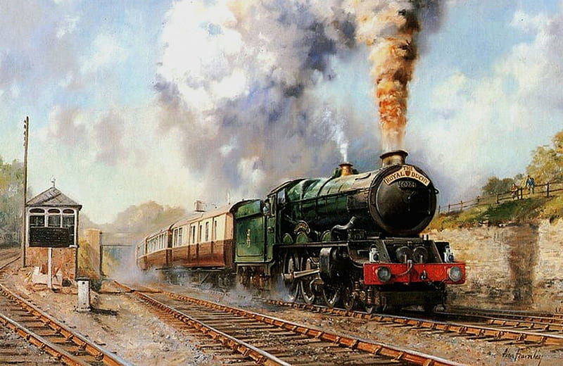 Steam Train, steam, train, paint, green, HD wallpaper