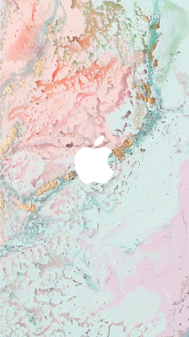 Apple, art, green, iphone, iphones, marble, minimal, mint, HD phone wallpaper
