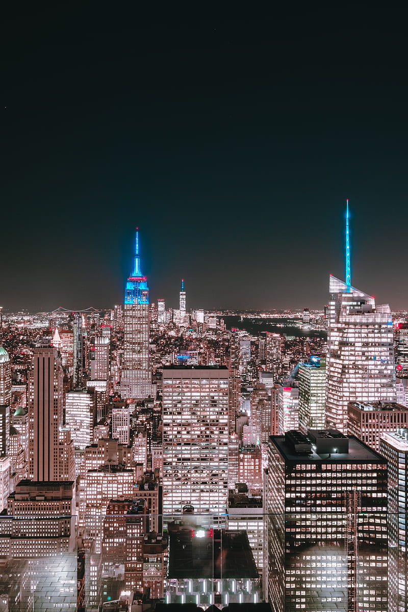 night city, buildings, aerial view, metropolis, new york, HD phone wallpaper