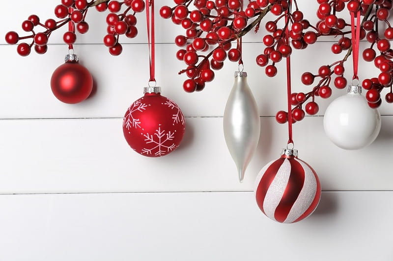 Christmas balls, Christmas, red, Holidays, berry, decoration, Miscellaneous, Balls, HD wallpaper