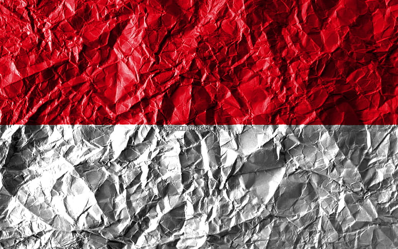Indonesian flag crumpled paper, Asian countries, creative, Flag of Indonesia, national symbols, Asia, Indonesia 3D flag, Indonesia, HD wallpaper