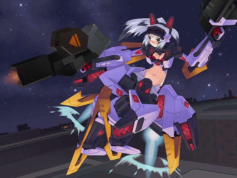 Mecha Girl, armor, fly, original, mecha, gun, girl, anime, HD wallpaper ...