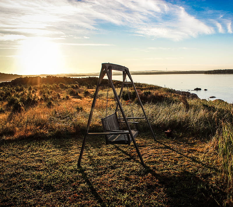 Swing with a View, abstract, calm, field, landscape, nature, peaceful