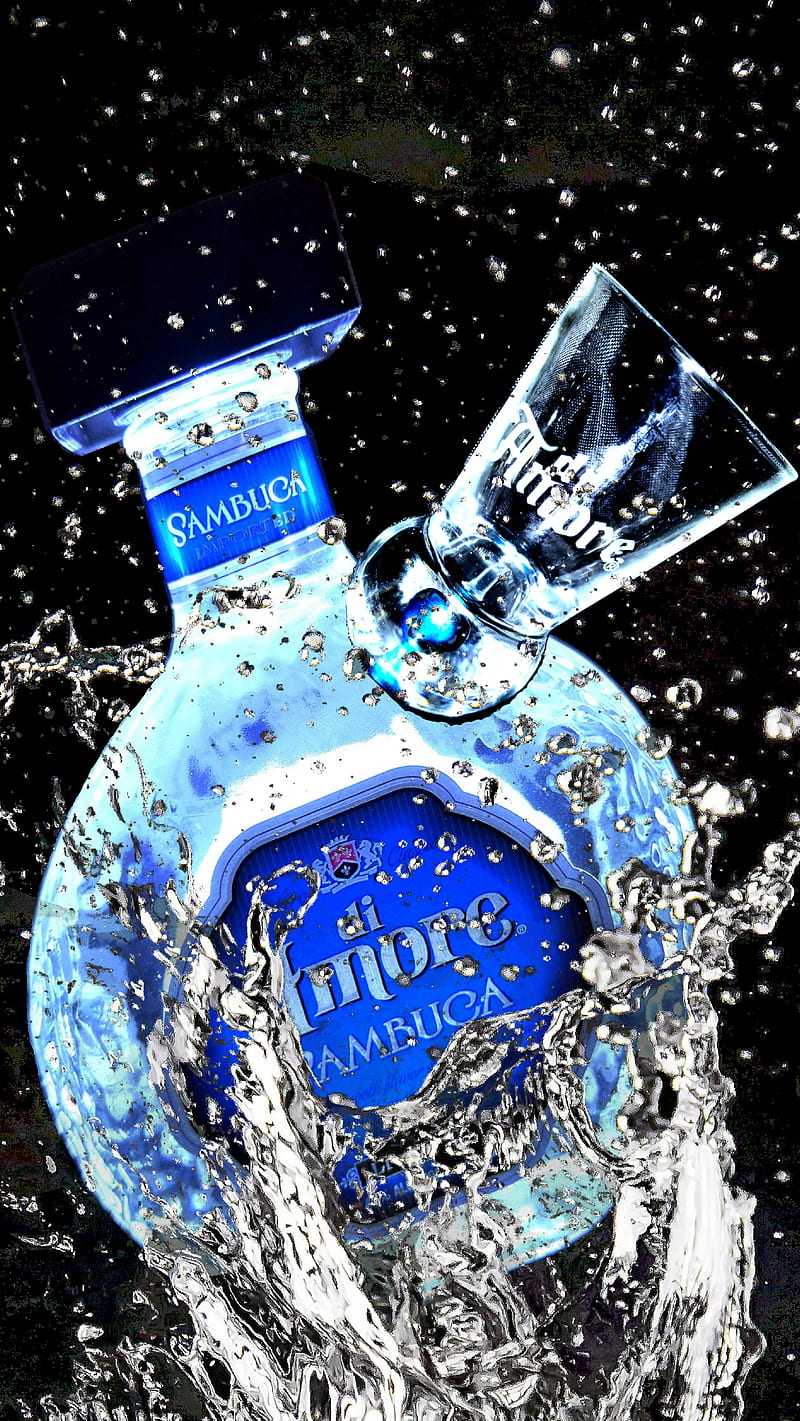 Sambuca, bonito, black, blue, glass, liquor, water, white, HD phone wallpaper