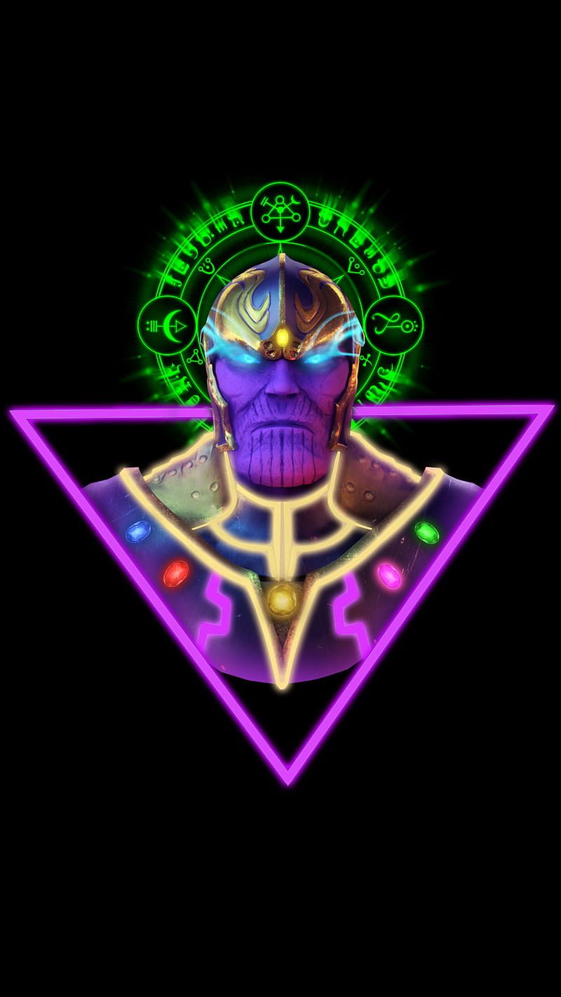 Neon Thanos , marvel, infinity war, avengers, bollywood, hollywood, HD phone wallpaper