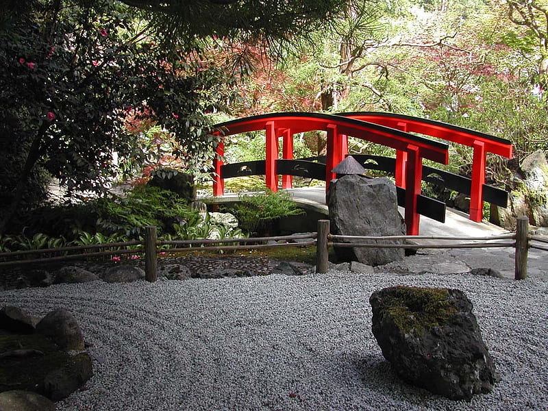 Butchart Japanese Gardens Vancouver, rocks, zen, stone, bridge, nature, trees, japanese garden, other, HD wallpaper