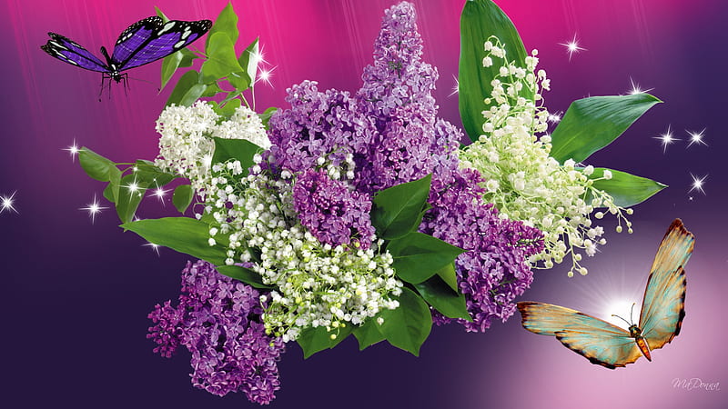 Lilacs and Butterflies, stars, lilies of the valley, firefox persona ...