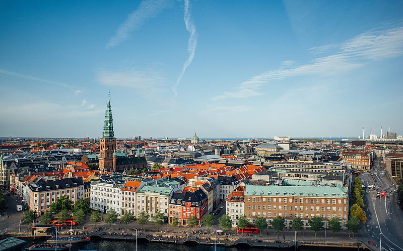 Copenhagen, cityscape, houses, landmark, travels in Copenhagen, Denmark, HD wallpaper