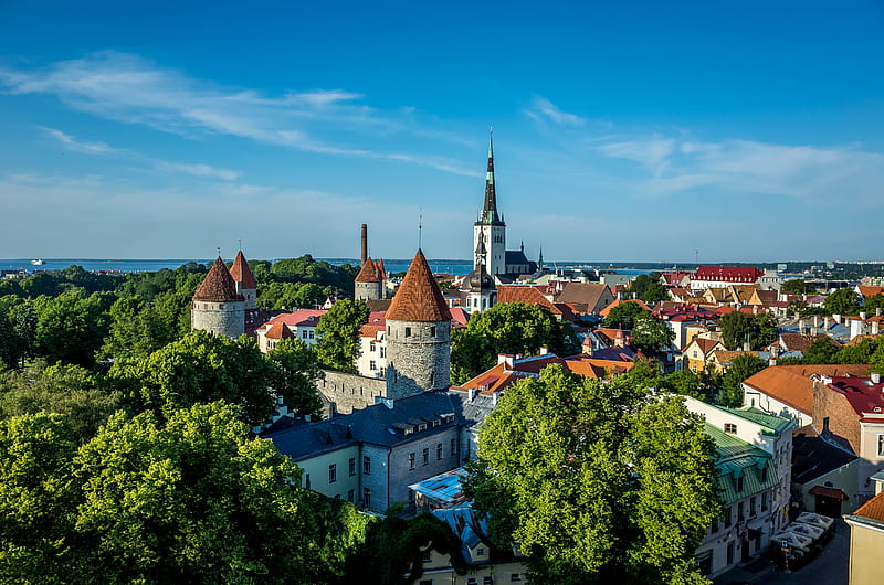city, architecture, tower, old, tallinn, estonia, HD wallpaper