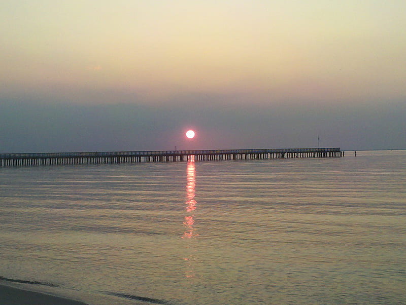 Beyond the Pier, sunset, pink, ocean, pier, HD wallpaper | Peakpx