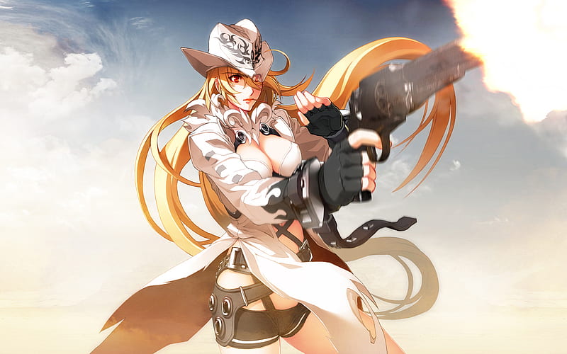 Bang! Bang! Bang!, donne anonime, female, gun, shot, bang, zoku satsuriku no django jigoku no shoukinkubi, cowboy, hat, HD wallpaper