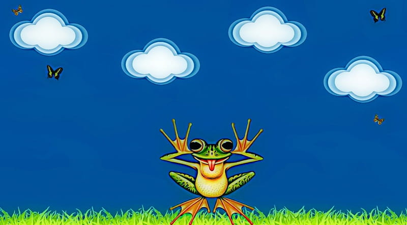 Froggy , frogs, colours, cartoon, animals, HD wallpaper