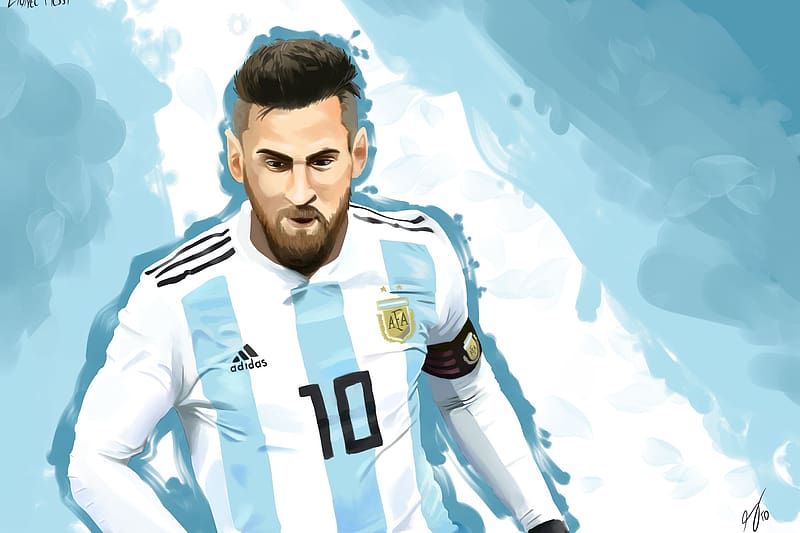  Deportes, Dibujo, Fútbol, ​​Lionel Messi, Argentino, Fondo de pantalla HD