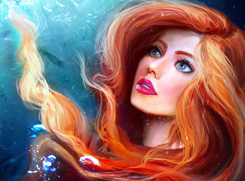 Fantasy Women, draw, art, CG, Redhead, HD wallpaper | Peakpx