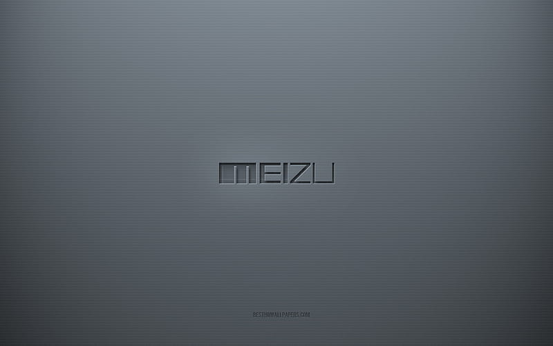 Meizu logo, gray creative background, Meizu emblem, gray paper texture, Meizu, gray background, Meizu 3d logo, HD wallpaper