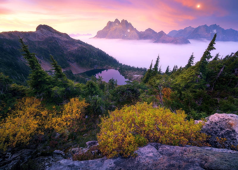 Day Break - Vancouver Island, autumn, mountains, fog, canada, colors, HD  wallpaper | Peakpx