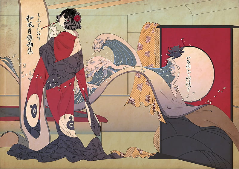 katsushika hokusai, japanese clothes, fate grand order, Anime, HD wallpaper