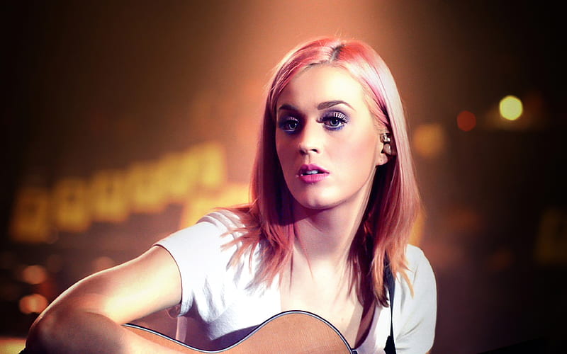 Katy Perry With Guitar, katy-perry, music, celebrities, girls, HD wallpaper