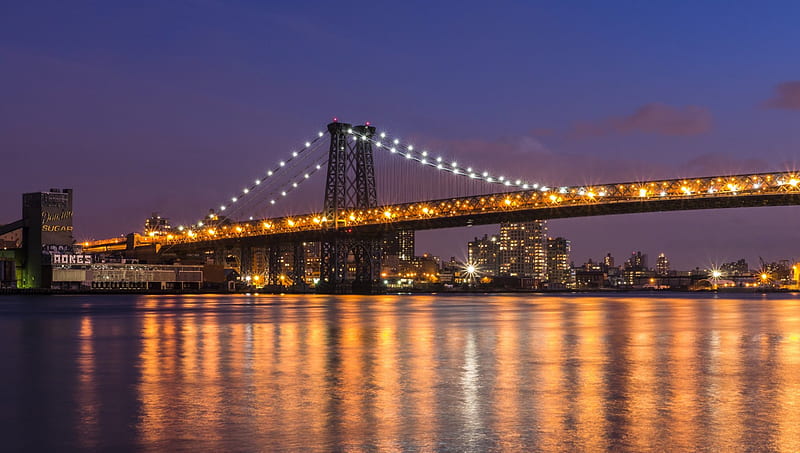 *** MANHATTAN - Williamsburg Bridge ***, architecture, city, bridges, lights, night, HD wallpaper
