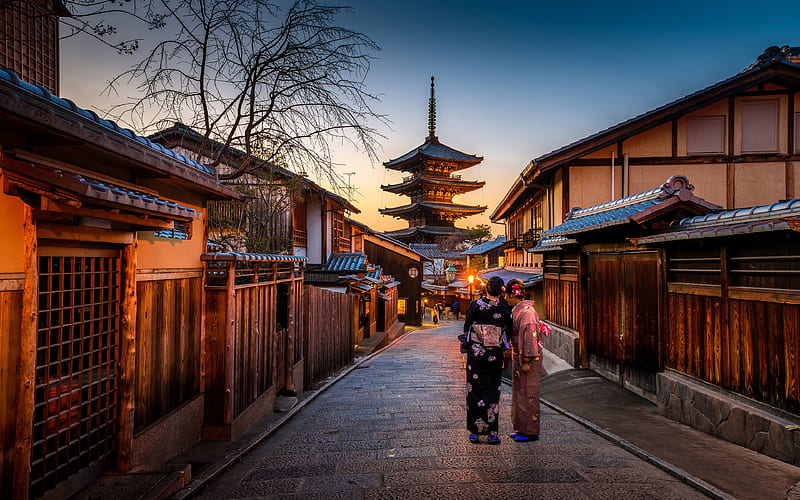 Japan Temple, geisha, Kyoto, japanese landmarks, HD wallpaper